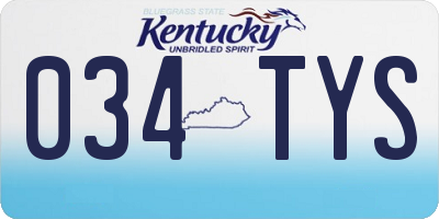 KY license plate 034TYS