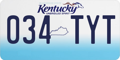KY license plate 034TYT