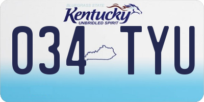 KY license plate 034TYU