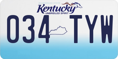 KY license plate 034TYW