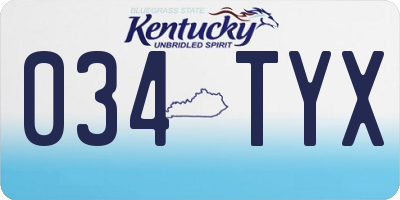 KY license plate 034TYX