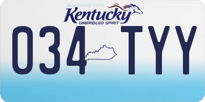 KY license plate 034TYY