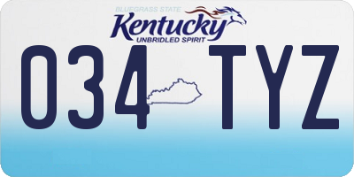 KY license plate 034TYZ
