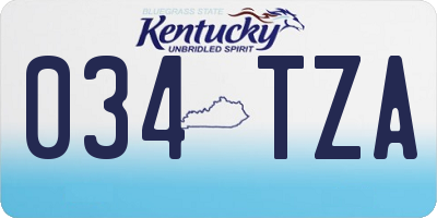 KY license plate 034TZA