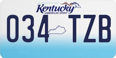KY license plate 034TZB