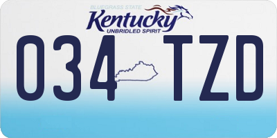 KY license plate 034TZD