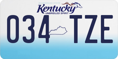 KY license plate 034TZE