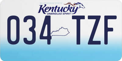 KY license plate 034TZF
