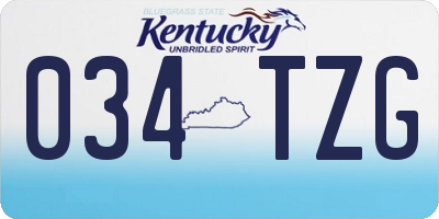 KY license plate 034TZG