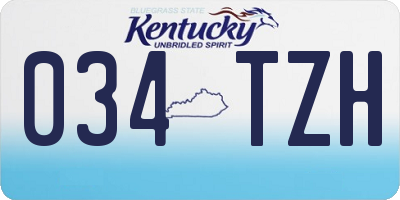KY license plate 034TZH