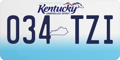 KY license plate 034TZI