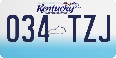 KY license plate 034TZJ