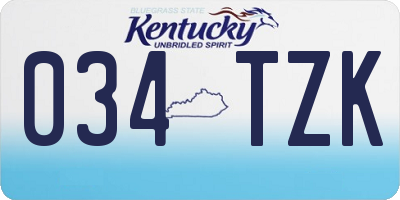 KY license plate 034TZK