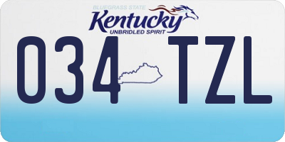 KY license plate 034TZL