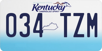 KY license plate 034TZM