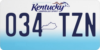 KY license plate 034TZN