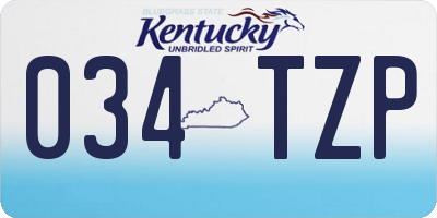KY license plate 034TZP