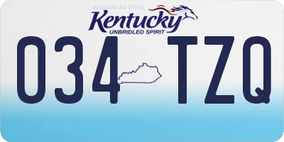KY license plate 034TZQ