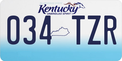 KY license plate 034TZR