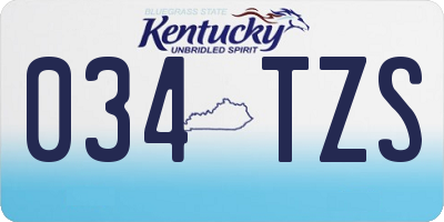 KY license plate 034TZS