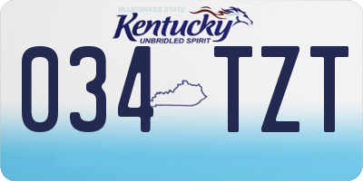 KY license plate 034TZT