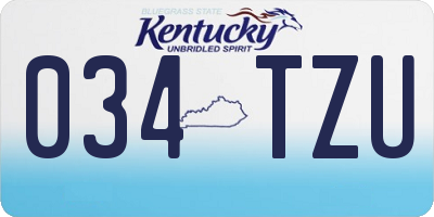KY license plate 034TZU