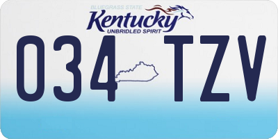 KY license plate 034TZV