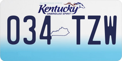 KY license plate 034TZW