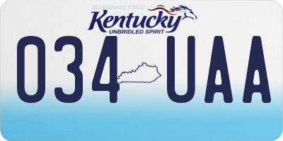 KY license plate 034UAA