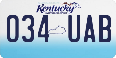 KY license plate 034UAB