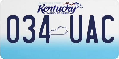 KY license plate 034UAC