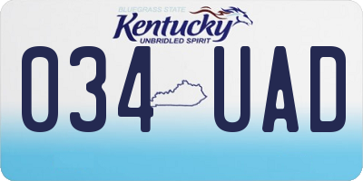 KY license plate 034UAD