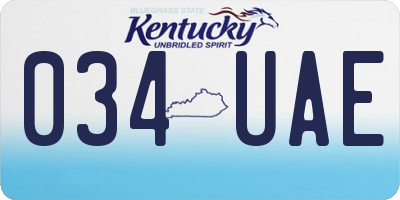 KY license plate 034UAE
