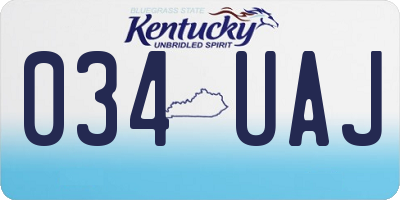 KY license plate 034UAJ