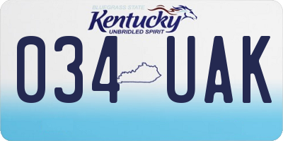 KY license plate 034UAK