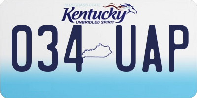 KY license plate 034UAP