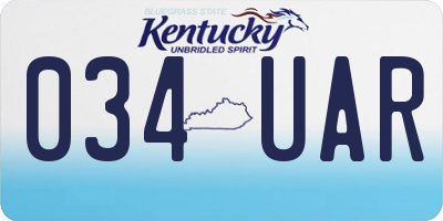 KY license plate 034UAR