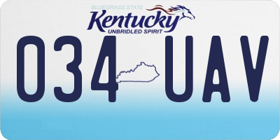 KY license plate 034UAV