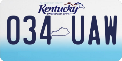 KY license plate 034UAW