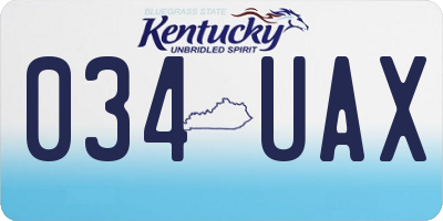 KY license plate 034UAX