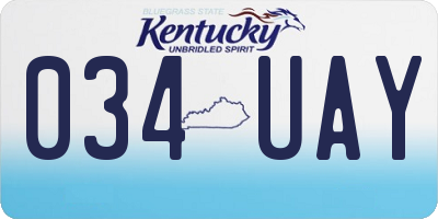 KY license plate 034UAY