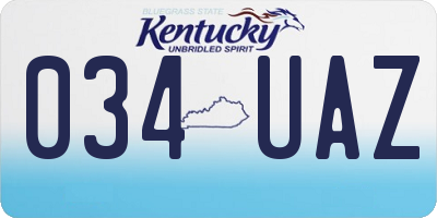 KY license plate 034UAZ