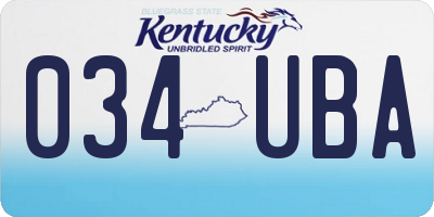 KY license plate 034UBA
