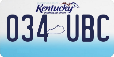 KY license plate 034UBC