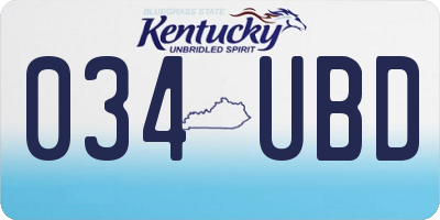 KY license plate 034UBD