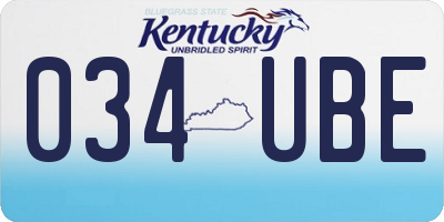 KY license plate 034UBE