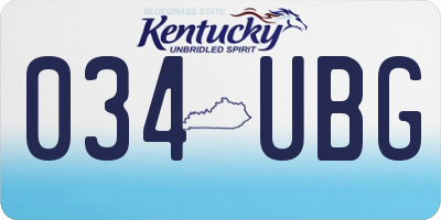 KY license plate 034UBG