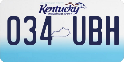 KY license plate 034UBH