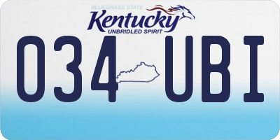KY license plate 034UBI