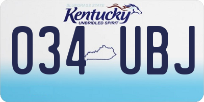KY license plate 034UBJ